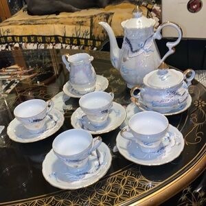 Vintage Luster Dragon Tea Set 4 Cups, 6 Saucers, Tea Pot/Creamer/Sugar Japan